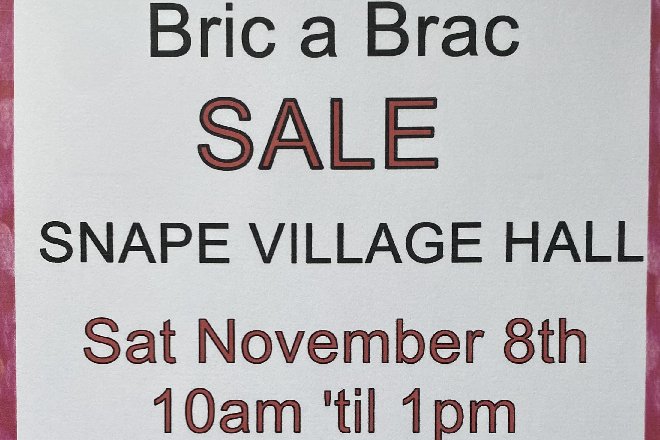 Sat 8th Nov: Table-top Bric-a-brac Sale