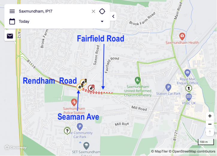 260105 Rendham Road Sax roadworks by Cadent Gas